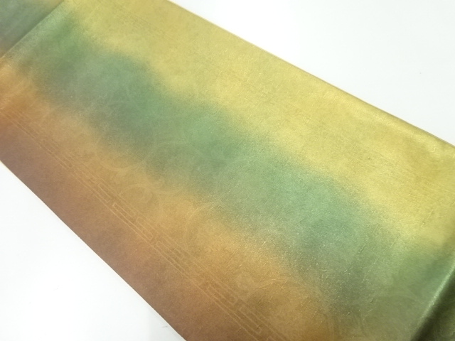 無形文化財本場牛首紬　縞模様暈し全通袋帯